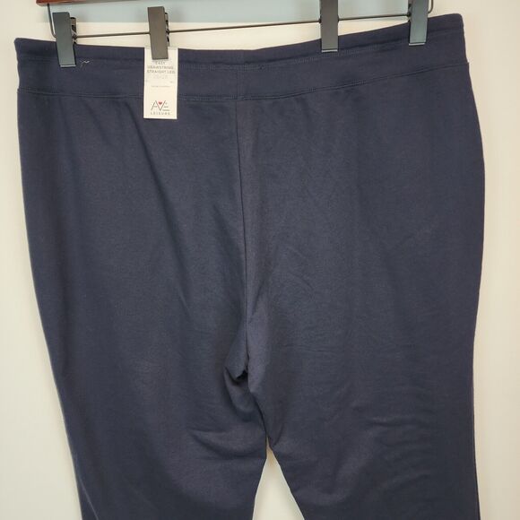 Ave Leisure French Terry Lounge Pants Size 26/28 Drawstring Blue Straight Leg - Picture 4 of 11